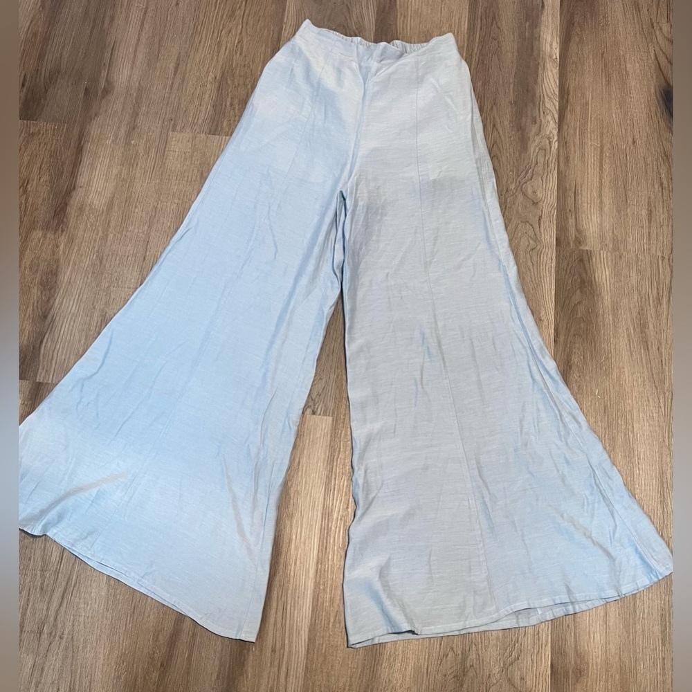 Women's Flawless Light Blue Wide Leg High Waist Pants